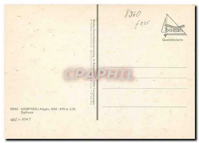 Rathaus Kempton / Allgäu — wydawca Bodan, nr 374.7 — Rewers