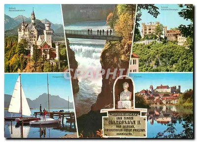 Schloss Neuschwanstein, cascata em Marktoberdorf, Schloss Hohenschwangau, Füssen — Bildkunstverlag A. Täwler Nesselwang