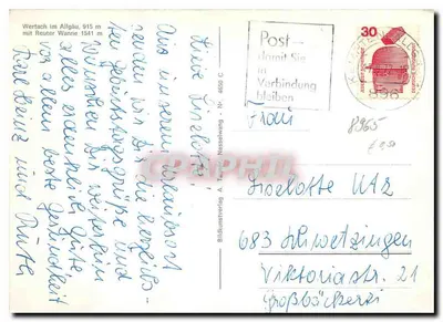 Wertach im Allgäu — widok panoramiczny z kościołem — Bildkunstverlag A. Taurer, Nesselwang, Nr. 4550 C — Rewers