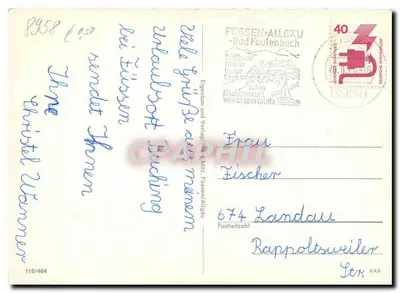Füssen — widok panoramiczny i zabytki — Eigen tum und Verlag, Füssen/Allgäu, n° 110/464 — Rewers