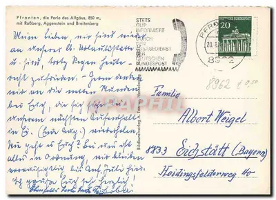 Pfronten, a Pérola do Allgäu — 850 m, com Roßberg, Aggenstein e Breitenberg — Bildkunstverlag A. Tanzer — Verso