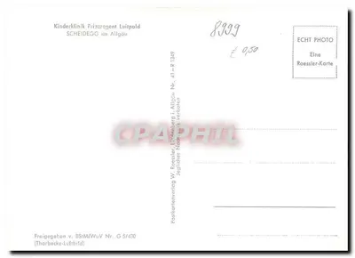 Widok z powietrza na Kinderklinik Prinzregent Luitpold w Scheidegg — wydawca W. Roessler, nr serii G 5/430 — Rewers