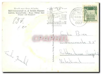 Jezioro Bühlm-Immenstadt — widok panoramiczny z zasnieżonymi górami — Verlag Pipp, nr 897 — Rewers