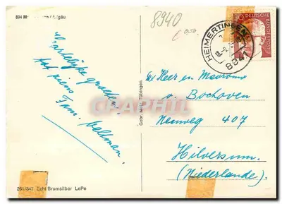 Memmingen Allgäu — vista panorâmica com oito fotografias — editor Geb. Metz, n° 894 — Verso