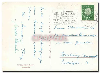 Lindau im Bodensee — rua principal com hotelaria e carros da época — Bilderverlag Lindau (B) — Verso
