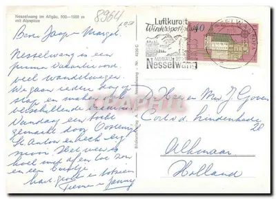 Nesselwang no Allgäu — 900–1600 m com ponta de alp — reprodução de imagem A. Tönni — Verso