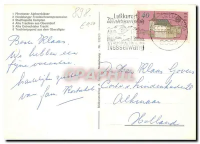 Allgäuer Trachten — Folklore — wydawca Bildkunstverlag Nesselwang, nr 5323 C — Rewers