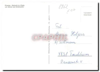 Pfronten - Steinsach im Allgäu — z Achtlal i Schönkahl — TANNER ColorKarte, n° 42274 C — Rewers