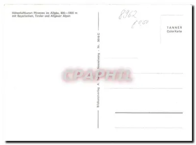 Pfronten — widok panoramiczny Alp bawarskich i tyrolskich — TANNER Color Karte Nr. 5016 C — Rewers