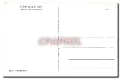 Miltenberg a. Main — Castelo e Praça do Mercado — Kunstverlag Karl Peters, Fürth/Odenwald, n° 296 — Verso