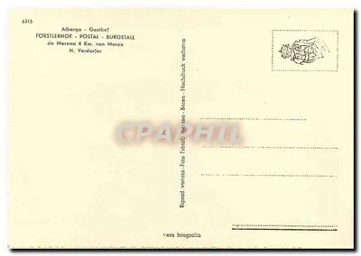Albergo - Gasthof Förstlerhof - Burgstall — da Merano 4 Km. von Meran — H. Verderfer — Rewers
