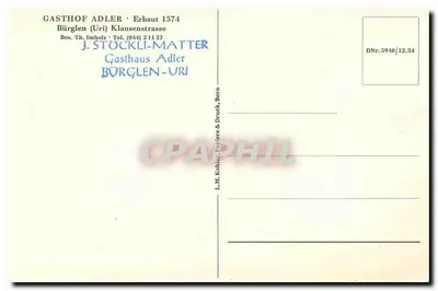 Bürglen (Uri) — widok wsi i Gasthof Adler — J. Stöckli-Matter, Bern — Rewers
