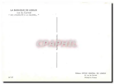 Bazylika w Lisieux — widok z Karмелu — Wydawnictwo Centralnego Urzędu w Lisieux, nr 87 — Rewers