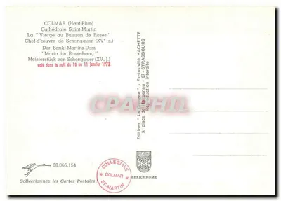 Colmar (Haut-Rhin) — Catedral de São Martinho — A Virgem no Buquê de Rosas (século XV) — Verso