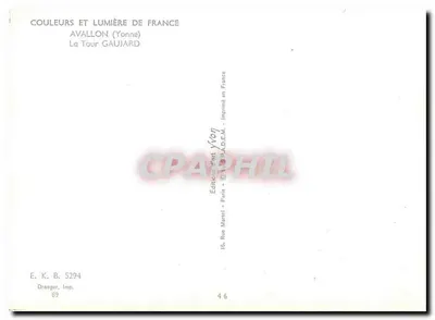 Avallon (Yonne) — A Torre Gaujard — Edições art Yvon — Verso
