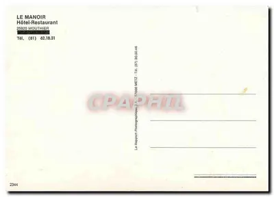 Le Manoir — Hotel-Restaurante em Moutier — n°2344 — Verso