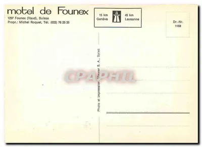 Motel de Founex — Founex, Vaud, Suiça — Foto e impressão Maurer S.A., Spiez — Verso