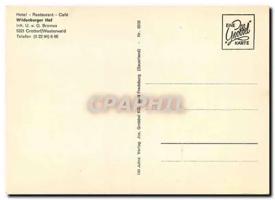Wildenburger Hof — Hotel-Restaurante-Café — editor Jos. Grobbel KG — Verso