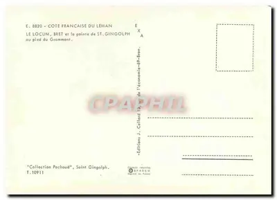 Costa francesa do Léman — Le Locum, Bret e a ponta de São Gingolph ao pé do Grammont — Edições J. Ceillard, São Gingolph — Verso