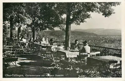 Ober-Tüllingen, Terrasse de jardim com vista panorâmica — Gastronomia — Metz Fotokarten, n° 103 D 7