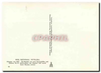Ilha de Reichenau, Mittelzell — Abadia da ilha de Reichenau — edição Deutscher Kunstverlag Berlin — Verso