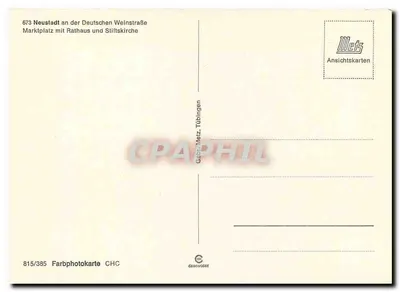 Neustadt an der Deutschen Weinstraße — Plac handlowy z ratuszem i klasztorną świątynią — Meetz, Tübingen, n° 815/385 — Rewers
