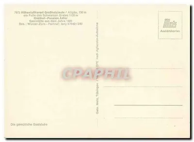 Gasthof-Pension Adler — Hohenluftkurort Großholzleute / Allgäu — editor Metz — Verso