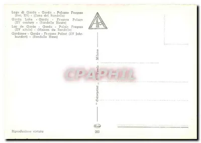 Garda - Palácio Fregoso (século XV) — Casa do Bandello — editor Milão, n° 260 — Verso