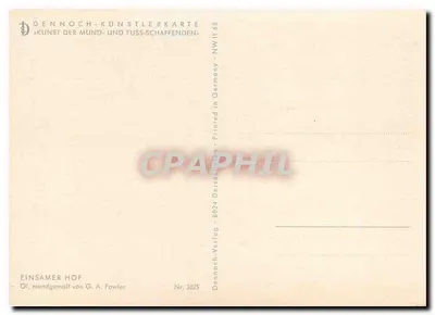 Zimowy krajobraz z śniegiem — izolowana domowa, góry na tle — rysunek G. A. Fowler, n° 3825 — Rewers