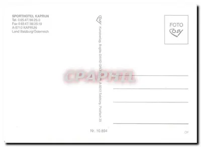 Sporthotel Kaprun — Österreichische Alpen — Verlag Cosy, Nr. 10.894 — Rückseite