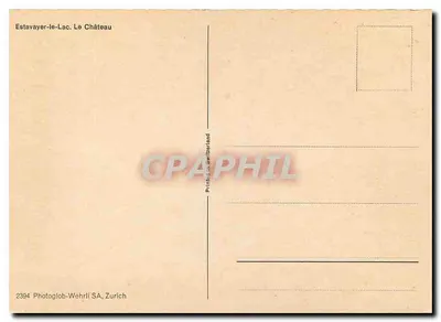 Estavayer-le-Lac, O Castelo — vista panorâmica — Photoglob-Wehrli SA, Zurique, n°2394 — Verso