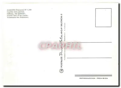 Sagunto — Zamek — częściowy widok — Postales Duran & Co. N° 1.098 — Rewers
