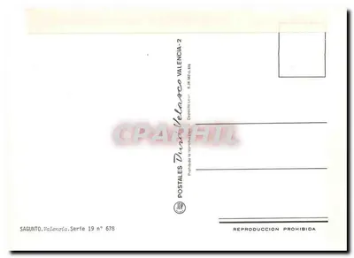 Zamek Sagunto — Walencja — wydawca Postales Durán, seria 19 n° 678 — Rewers