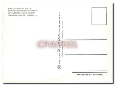 Sagunto (Valencia) — Widok z zamku Porta-Almenara — Postales Durán Velasco — Rewers
