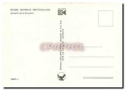 Uomo in abito tradizionale svizzero — Armailli de la Gruyère — Éditions Coloris Jaeger & Fils S.A., Genève — Verso