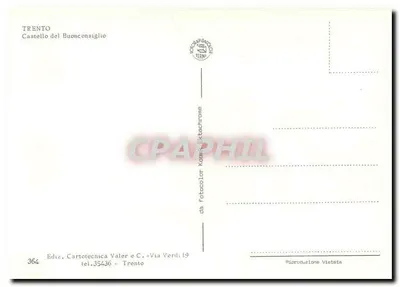 Trento — Castelo do Buonconsiglio — Ediz. Cartotecnica Valer e C. — Verso