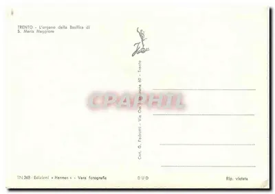 Trento - O órgão da Basílica de S. Maria Maggiore — Éditions Hermes, n° TN 268 — Verso