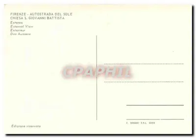 Firenze — Autostrada del Sole — Kościół św. Jana Chrzciciela — Wydawnictwo rezerwowe, P. Marzari S.R.L. Schio — Rewers