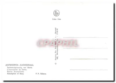 Assunção de Maria — Anciens Ets. Ern. Till. n. v. — Bruxelas — Verso