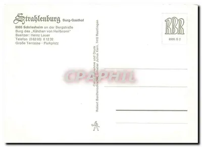 Ruínas do castelo de Strahlenburg — vista sobre as vinhas — editor Robert Bardtenschäfer, Ickern — Verso