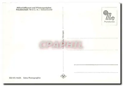 Freudenstadt — Hohenluftkurort und Wintersportplatz — Mets Photokarten — Verso