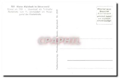 Kloster Alpirsbach im Schwarzwald — Głowa lwia jako dzwonek na głównym portalu klasztornej świątyni — Photohaus Bessier, Nr 2143 — Rewers