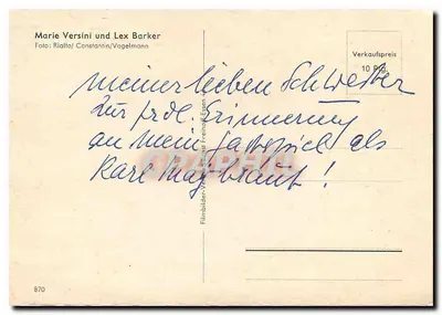 Marie Versini i Lex Barker — scena filmowa — wydawca Rialta/Constantin/Vogelmann, nr 870 — Rewers