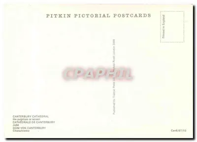 Catedral de Canterbury — el pulpito o pantalla — Pitkin Pictorial Postcards — Reverso