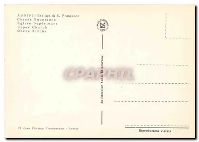 Assisi - Basílica Superior de São Francisco — editor Multigrane Terni, n°22 — Verso