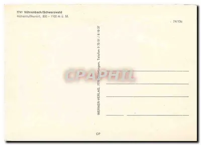 Vöhrenbach/Schwarzwald — Estação de cura de altitude, 800–1100 m acima do nível do mar — Werner-Verlag, 774/13c — Verso