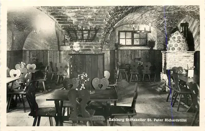 Salzburgo Stiftskeller St. Peter Richardstübl — interior do celler — Ech'e Photo raphie S 514
