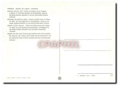 Krucyfikcja Jezusa — mozaika XIV wieku — Bazylika Świętego Marka, Wenecja — wydawca P. Marzari S.R.L. nr 539 — Rewers