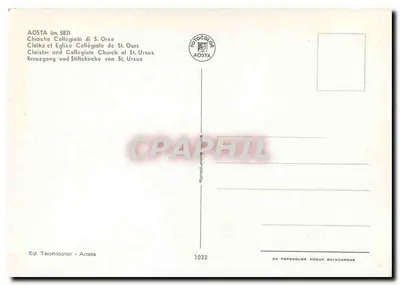Klooster i kościoł klasztorny św. Ursus — AOSTA (nr 583) — Wyd. Tecnicolor - Aosta — Rewers
