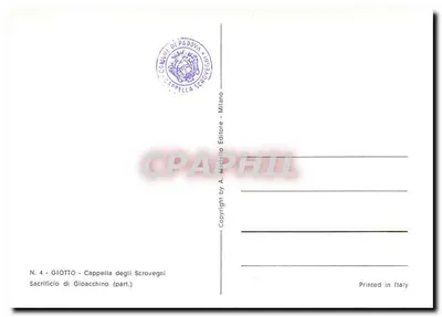 Sacrifício de Joaquim — detalhe da Capela dos Scrovegni — editor A. Matteo, Milão — Verso